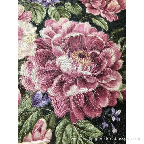 106cm Deep Embossed Flower Pvc Vinyl Waterproof Wallpaper